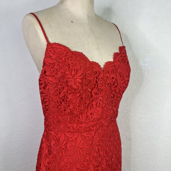J. Crew Guipure Red Lace Spaghetti Straps Midi Dress Size 6, Holidays, event - Picture 2 of 8